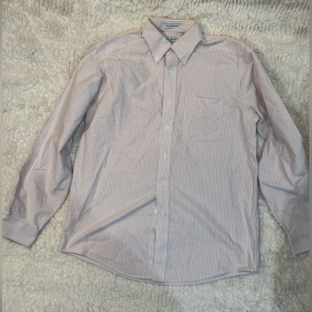 L.L. Bean Men’s Pink Striped Dress Shirt
